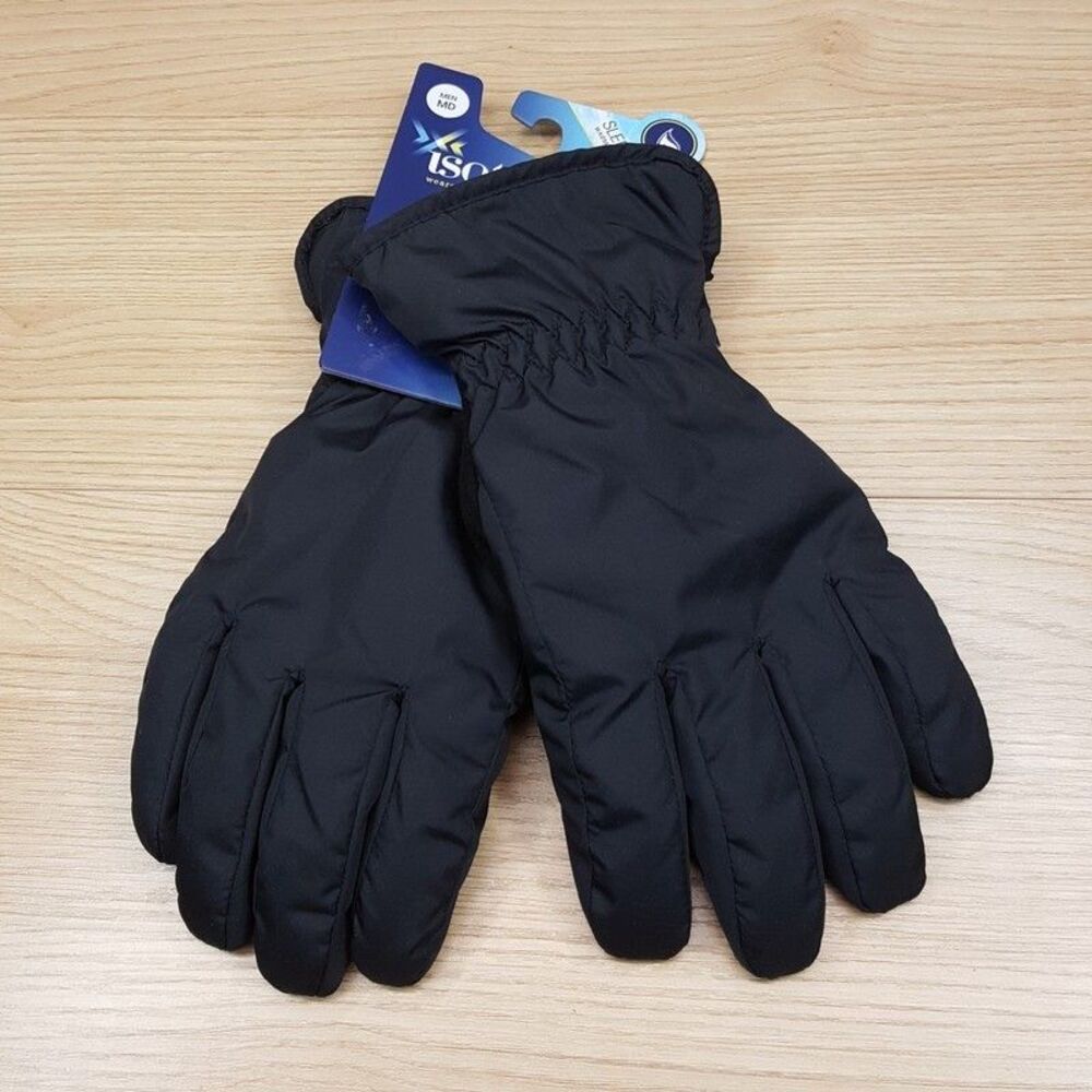 ISOTONER Gloves Mens Medium Black Lined Insulated Water Repellant Touchscreen
